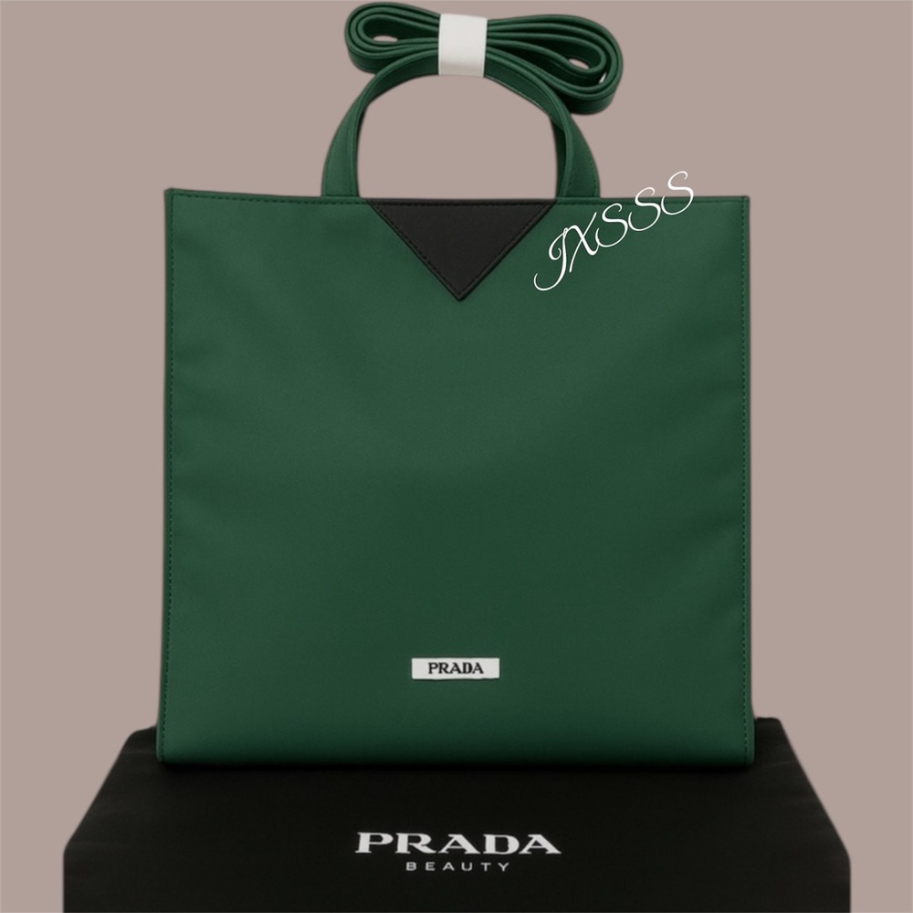 *RARE* Dark-Green Prada Beauty (Dual Compartment) Shoulder-Tote Bag - Picture 2 of 12